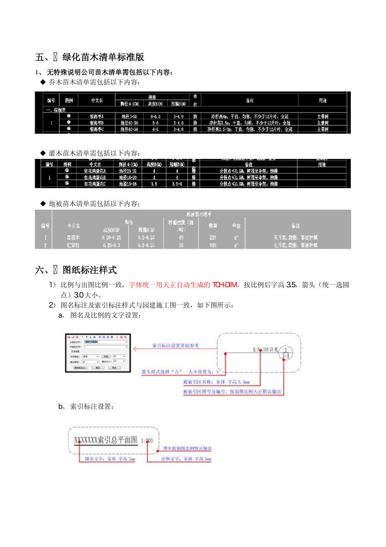 时代地产绿化施工图制图要求｜7页PDF 内容预览