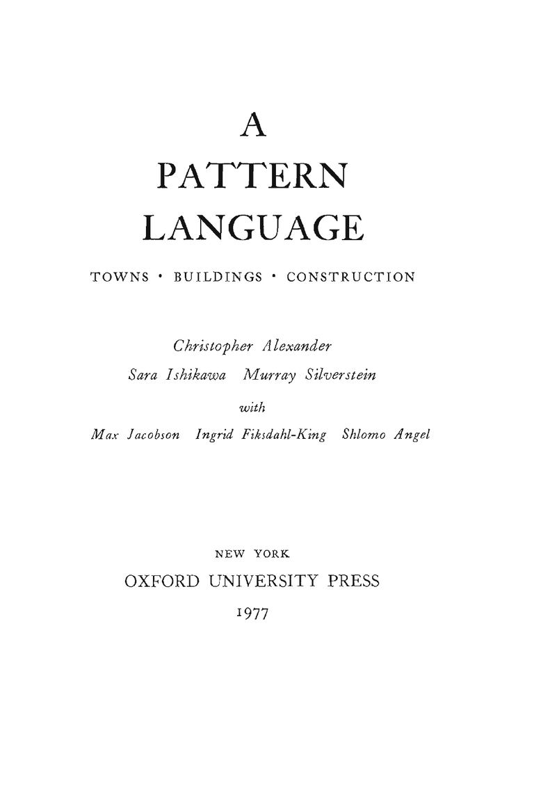 A Pattern Language｜建筑模式语言｜Christopher Alexander｜英文PDF 内容预览
